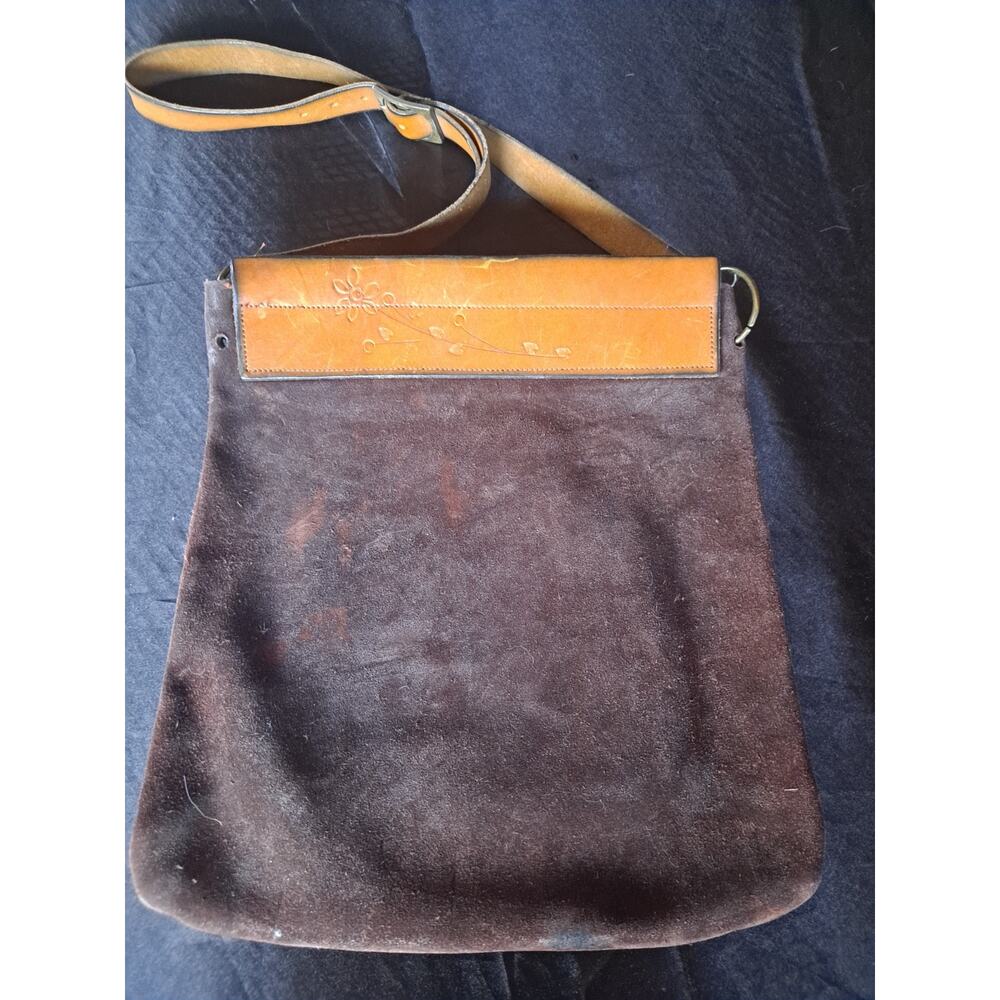 Vintage 1960's Hand Tooled Leather Hippie Purse - Picture 2 of 4